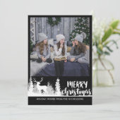 白いトナカイの黒板メリークリスマス写真 シーズンカード (スタンド正面)