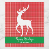 白いトナカイ赤いトイルがメリークリスマスを祝う ワインラベル (シングルラベル)