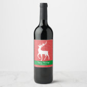 白いトナカイ赤いトイルがメリークリスマスを祝う ワインラベル (正面)