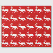 白いトナカイ/カリブーのシルエット ラッピングペーパー (フラット)