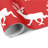 白いトナカイ/カリブーのシルエット ラッピングペーパー (ロールコーナー)