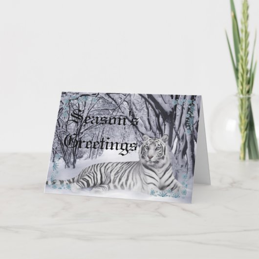白いトラのクリスマスカード シーズンカード (正面)