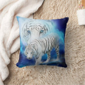 白いトラの月の芸術デザイナー枕 クッション (ブランケット)
