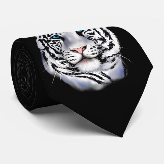 白いトラの顔のタイ ネクタイ (ロール)