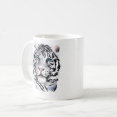白いトラの顔のマグ コーヒーマグカップ (正面左)