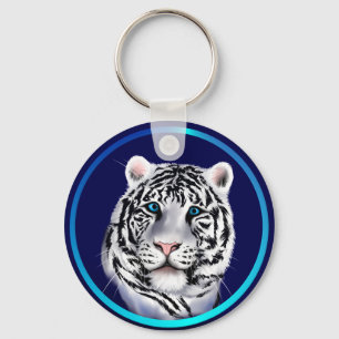 白いトラの顔Keychain キーホルダー