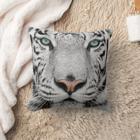白いトラ クッション (ブランケット)