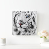 白いトラ スクエア壁時計 (ホーム)