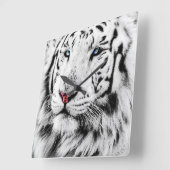 白いトラ スクエア壁時計 (傾斜)