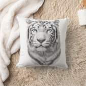 白いトラ、青い目 クッション (ブランケット)