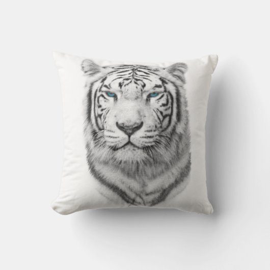 白いトラ、青い目 クッション (正面)
