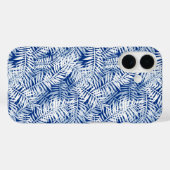 白いトロピカル柄が入った青 Case-Mate iPhoneケース (裏面 (横))