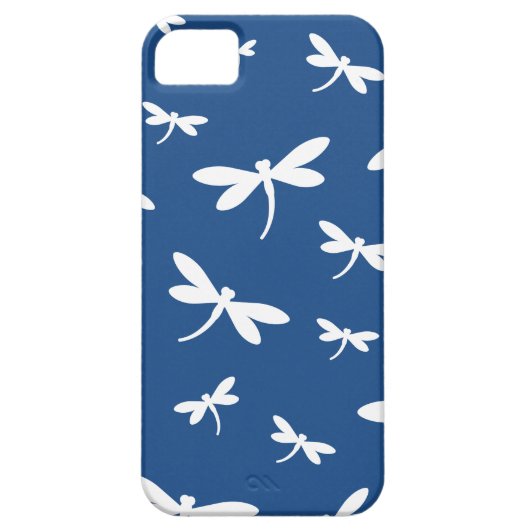 白いトンボ模様 – カスタマイズ可能なBG色 Case-Mate iPhoneケース (裏面)