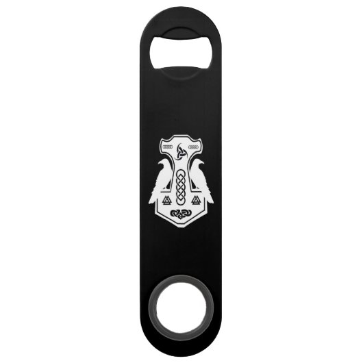 白いトールのハンマーおよびワタリガラスのバーの鍵 スピード栓抜き (正面)