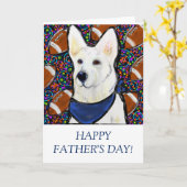 白いドイツのシェパード カード (黄色い花)