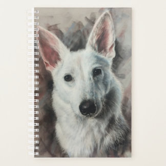 白いドイツのシェパードGSDハッピードッグ プランナー手帳