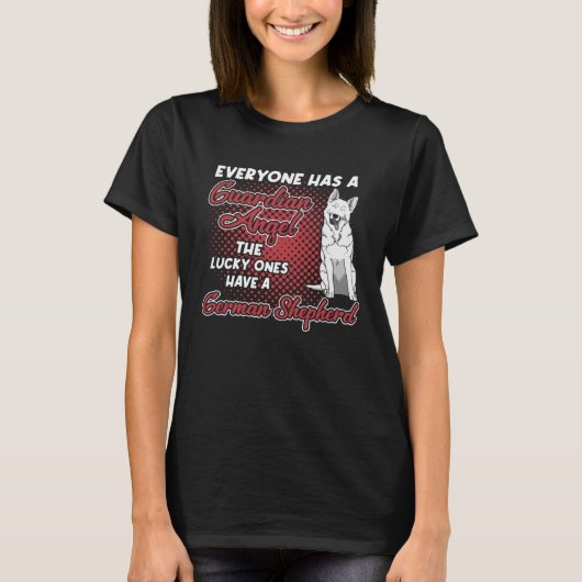 白いドイツの羊飼いが私の守護天使の犬Ow Tシャツ (正面)