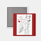 白いドイツの羊飼いに愛される マグネット (正面/裏面)