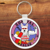 白いドイツの羊飼いのキーチェーン キーホルダー (正面)