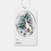 白いドイツの羊飼いのクリスマスプレゼント ギフトタグ (正面)
