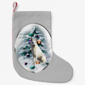 白いドイツの羊飼いのクリスマス スモールクリスマスストッキング (正面)