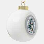 白いドイツの羊飼いのクリスマス セラミックボールオーナメント (左)