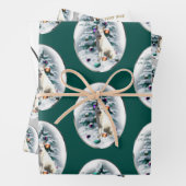 白いドイツの羊飼いのクリスマス ラッピングペーパーシート (インサイチュ)