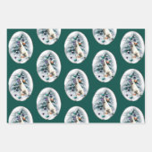 白いドイツの羊飼いのクリスマス ラッピングペーパーシート (正面)