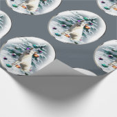 白いドイツの羊飼いのクリスマス ラッピングペーパー (角)