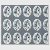 白いドイツの羊飼いのクリスマス ラッピングペーパー (フラット)