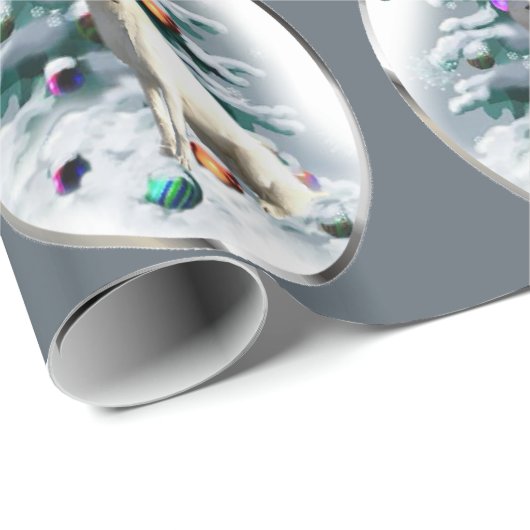 白いドイツの羊飼いのクリスマス ラッピングペーパー (ロールコーナー)