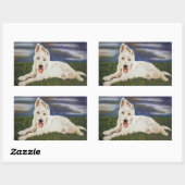 白いドイツの羊飼いのパップステッカー 長方形シール (シート)