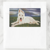 白いドイツの羊飼いのパップステッカー 長方形シール (バッグ)