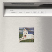 白いドイツの羊飼いの子犬の磁石 マグネット (インサイチュ (食洗機))