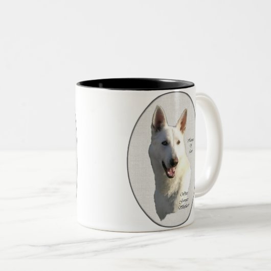 白いドイツの羊飼いの贈り物 ツートーンマグカップ (正面右)