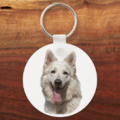 白いドイツの羊飼いキーチェーン キーホルダー (正面)