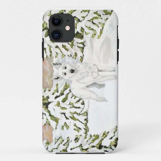 白いドイツの羊飼い冬の雪Iphoneケース Case-Mate iPhoneケース (裏面)