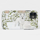 白いドイツの羊飼い冬の雪Iphoneケース Case-Mate iPhoneケース (裏面(横))