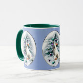 白いドイツの羊飼い愛好家クリスマス マグカップ (正面左)