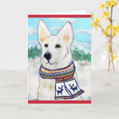 白いドイツの羊飼い カード (黄色い花)