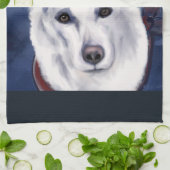 白いドイツの羊飼い キッチンタオル (折り畳み)