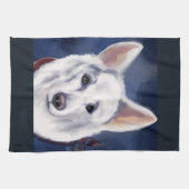 白いドイツの羊飼い キッチンタオル (横)