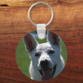 白いドイツの羊飼い キーホルダー (正面)