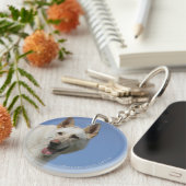 白いドイツの羊飼い キーホルダー (正面右)