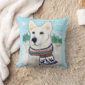 白いドイツの羊飼い クッション (ブランケット)