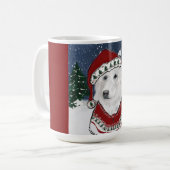 白いドイツの羊飼い コーヒーマグカップ (正面左)