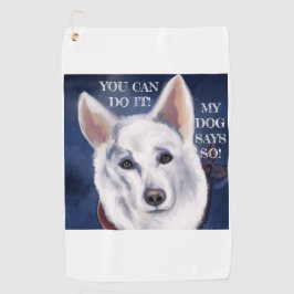 白いドイツの羊飼い ゴルフタオル