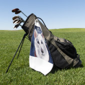 白いドイツの羊飼い ゴルフタオル (グリーン)