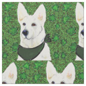 白いドイツの羊飼い ファブリック (クローズアップ)