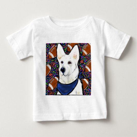 白いドイツの羊飼い ベビーTシャツ (正面)